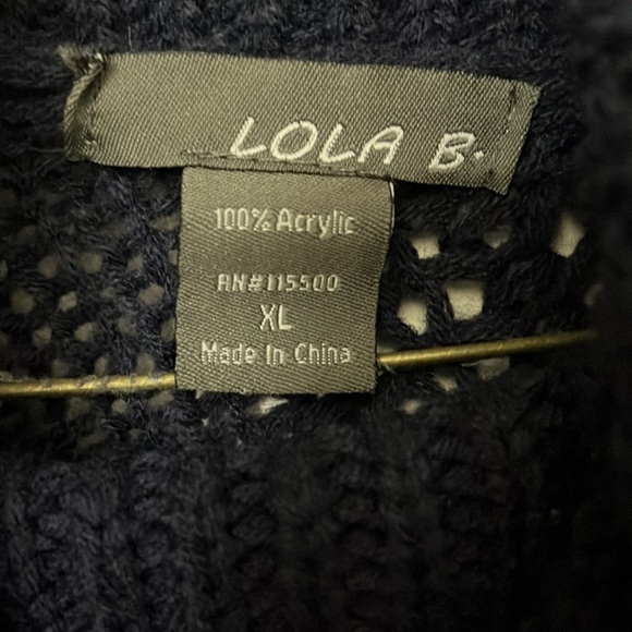 Long sweater (asymmetrical at the bottom) navy blue - Picture 2 of 2